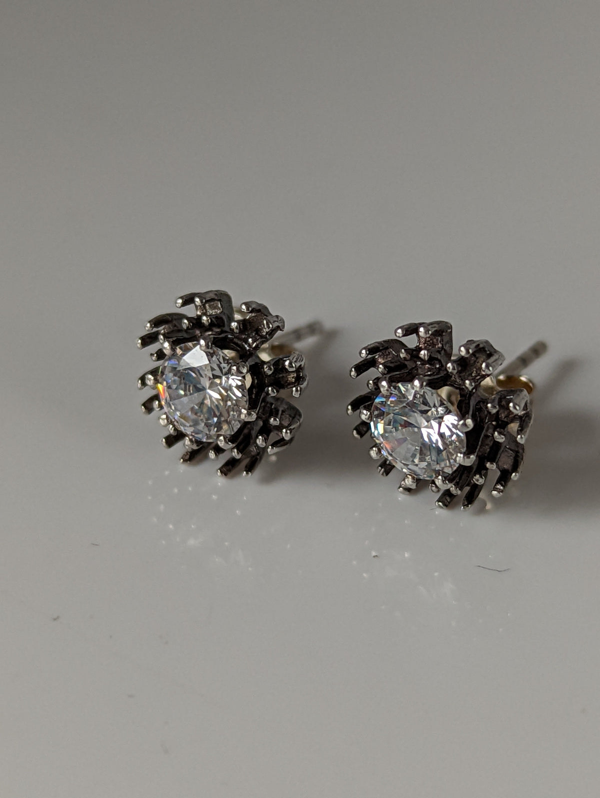 Silver Steed Crystal Sunflower Stud Earrings