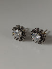Silver Steed Crystal Sunflower Stud Earrings