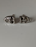 Silver Steed Comedy Tragedy Masks Stud Earrings