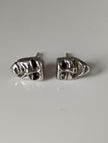 Silver Steed Comedy Tragedy Masks Stud Earrings