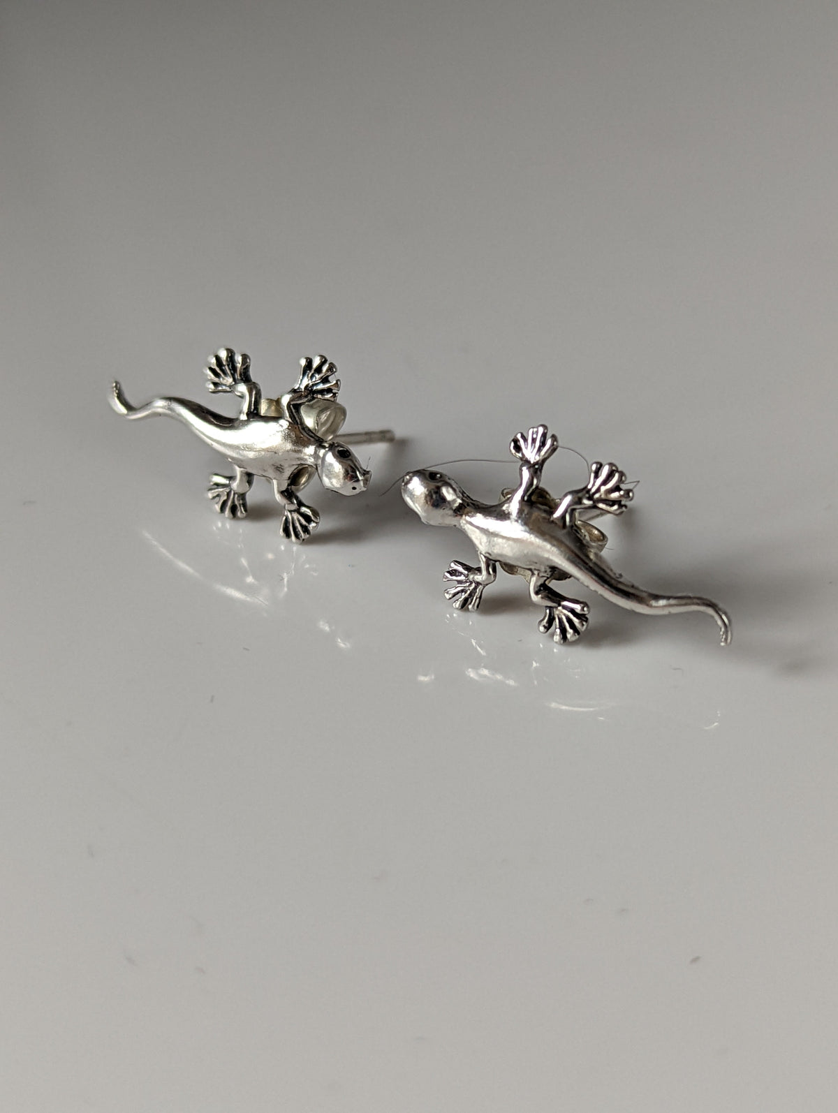 Silver Steed Gecko Stud Earrings