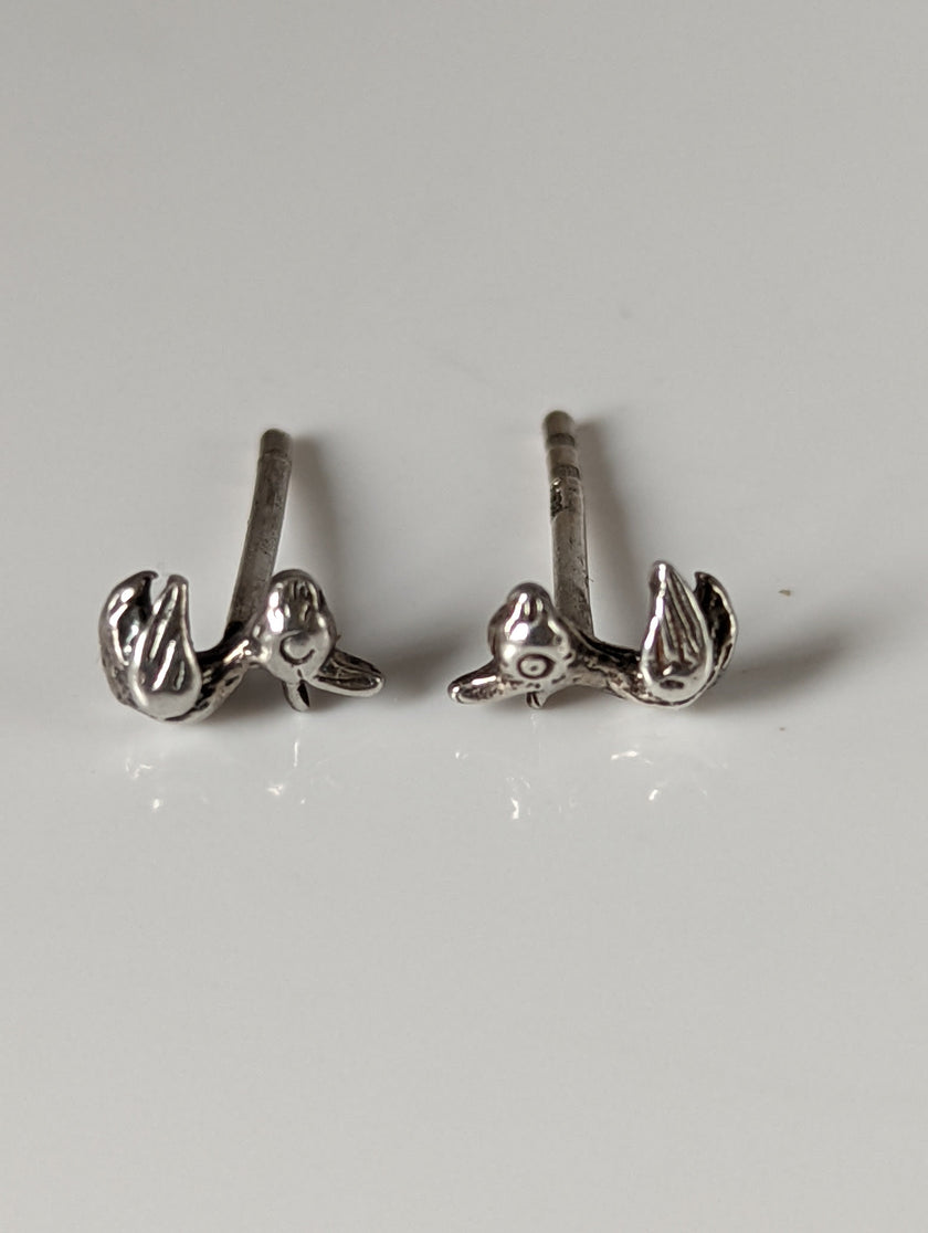 Silver Steed Rubber Duck Stud Earrings
