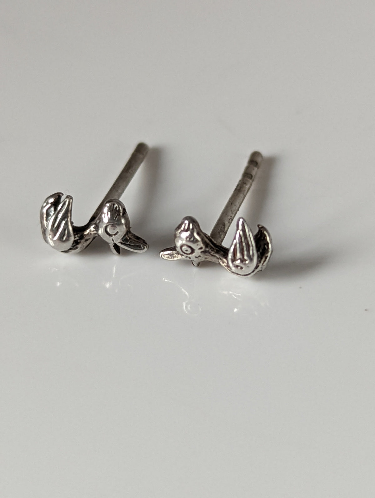 Silver Steed Rubber Duck Stud Earrings