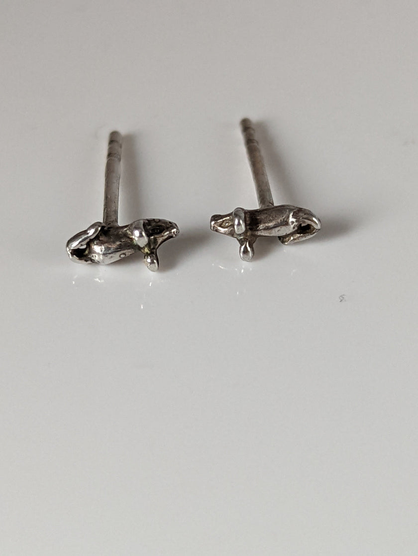 Silver Steed Mouse Stud Earrings