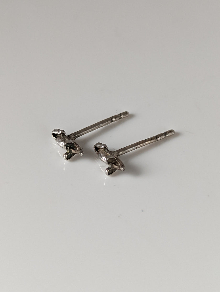 Silver Steed Mouse Stud Earrings