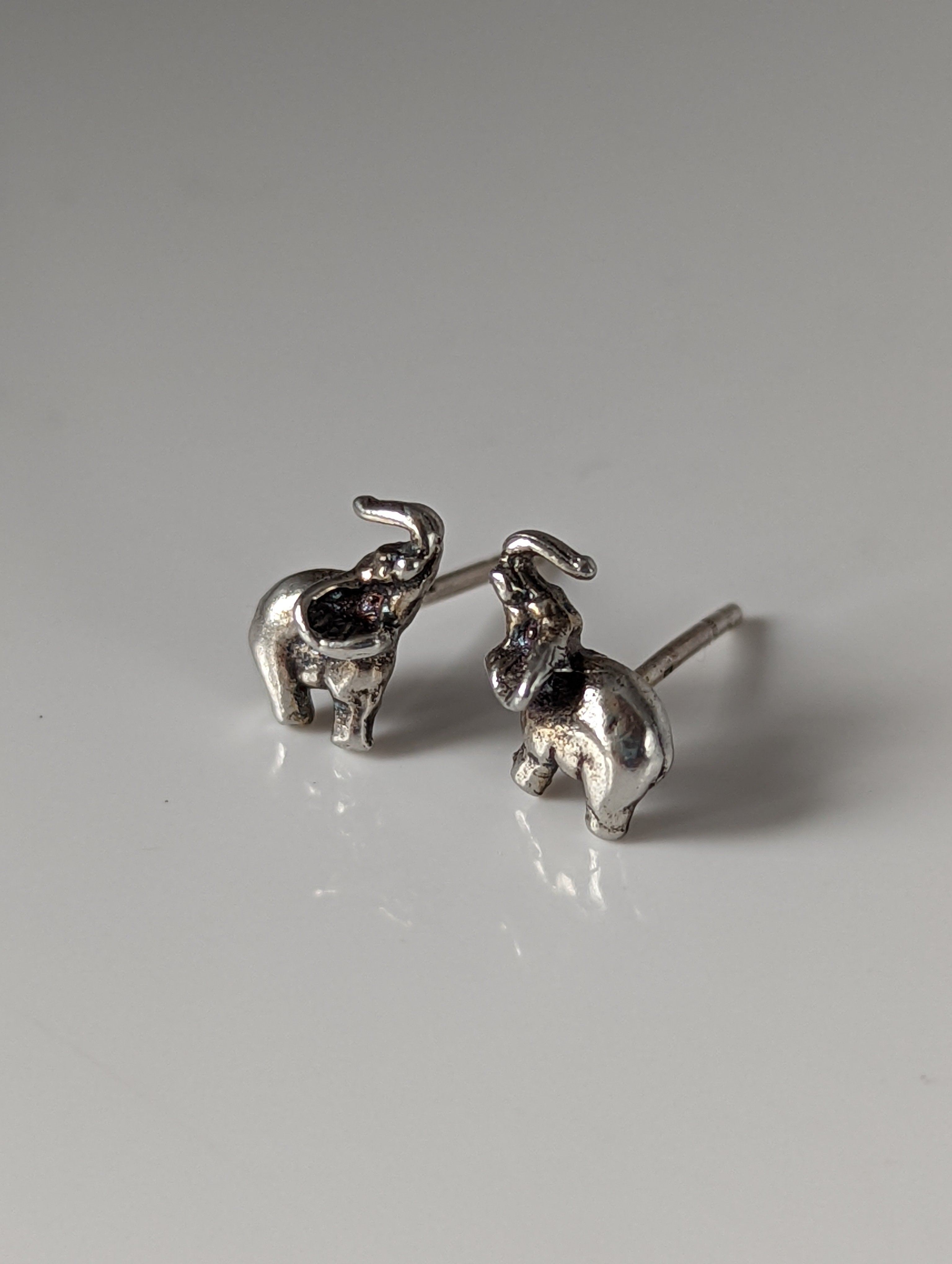 Silver Steed Elephant Stud Earrings