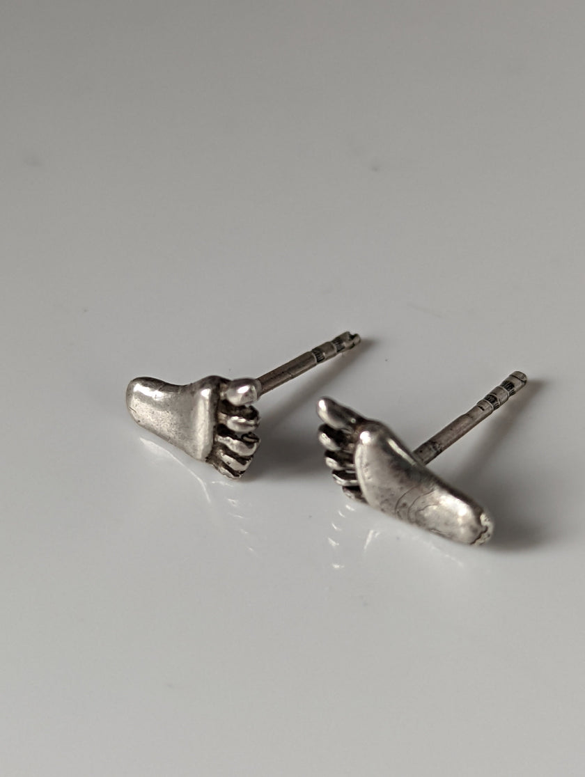 Silver Steed Feet Stud Earrings