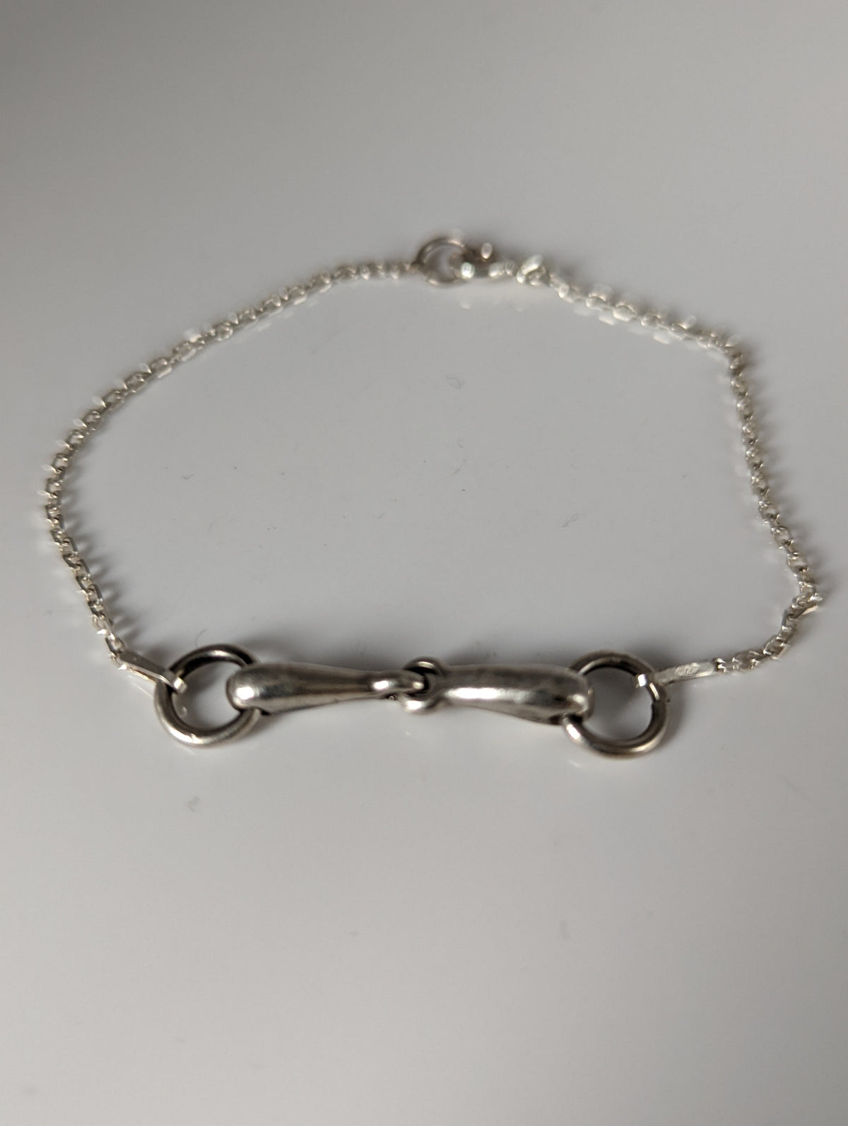 Silver Steed Snaffle on a Chain Delicate Bracelet