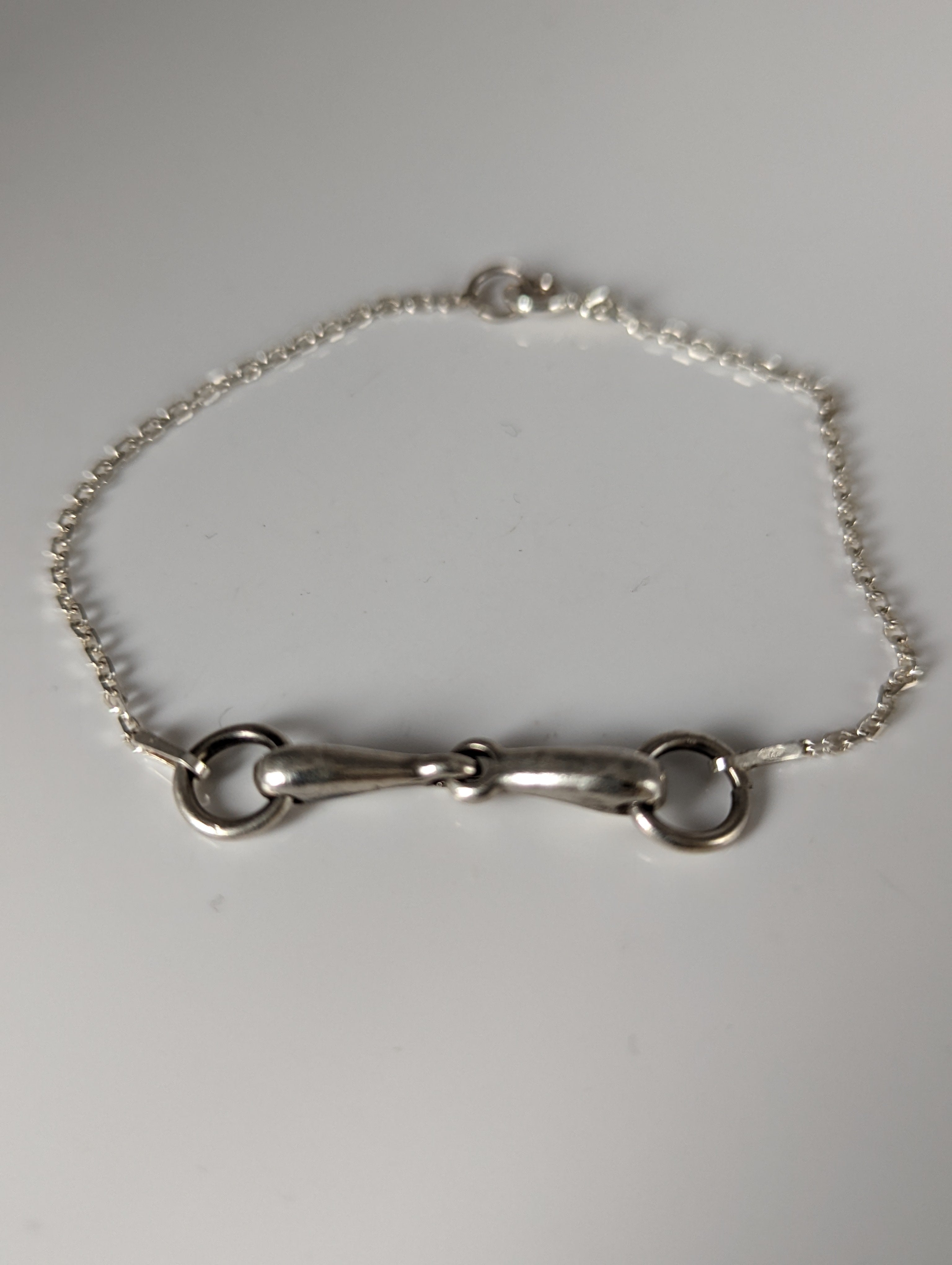 Silver Steed Snaffle on a Chain Delicate Bracelet