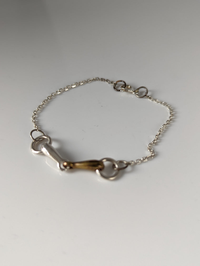 Silver Steed Snaffle on a Chain Delicate Bracelet
