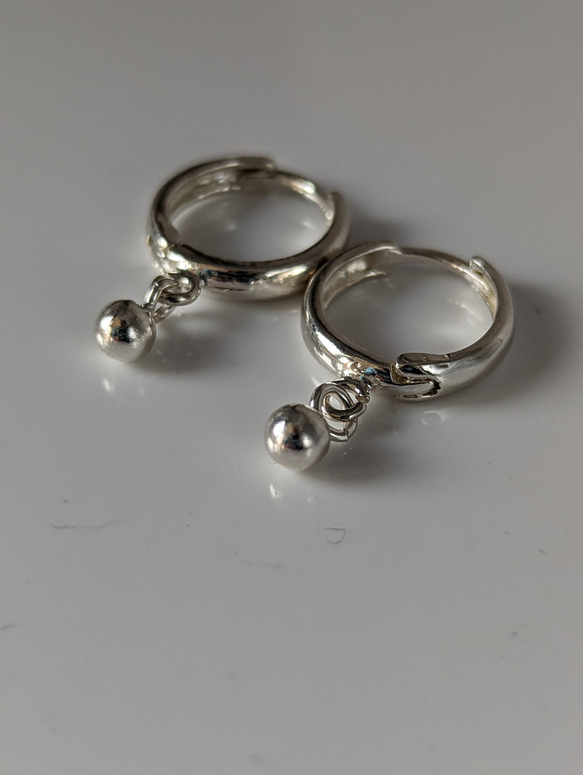 Silver Steed Ball Hoop Earrings