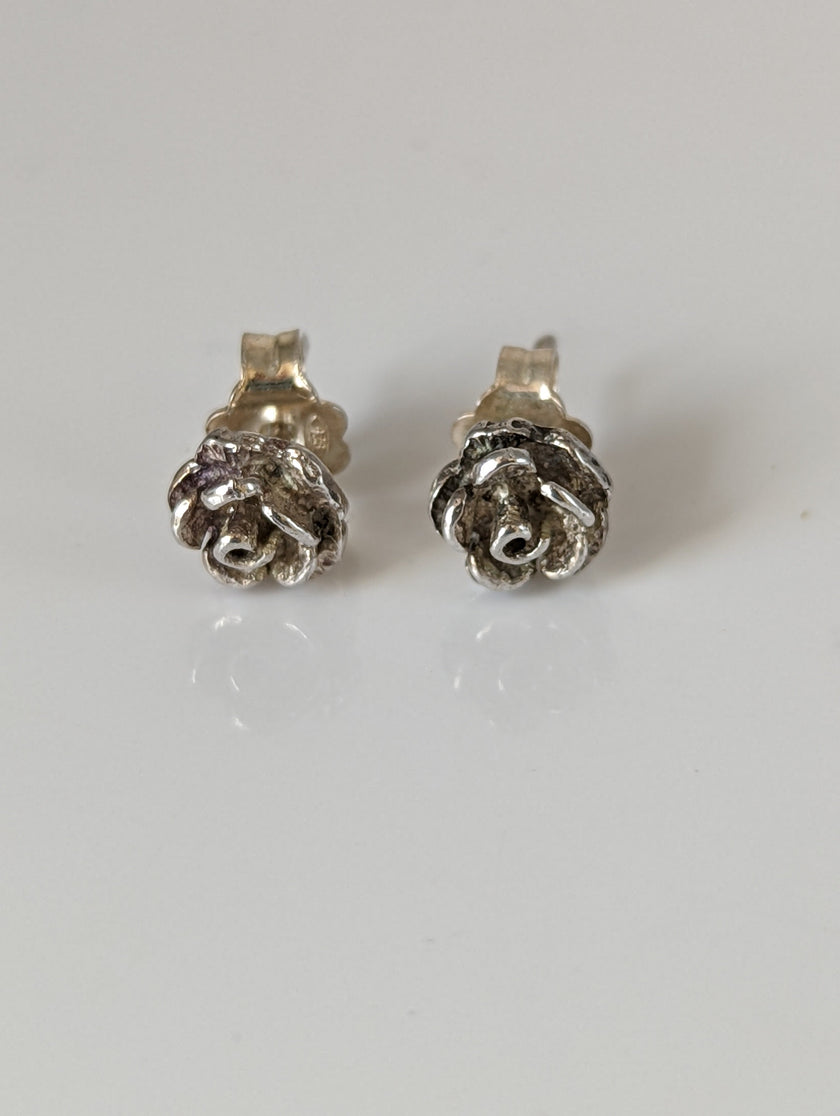 Silver Steed Carnation Stud Earrings