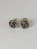 Silver Steed Rope Flower Stud Earrings