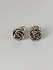 Silver Steed Rope Flower Stud Earrings