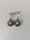 Silver Steed Dangling Crystal Sunflower Stud Earrings