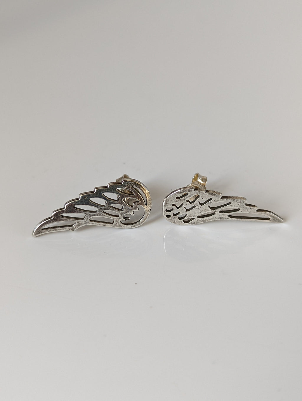 Silver Steed Angel Wings Stud Earrings