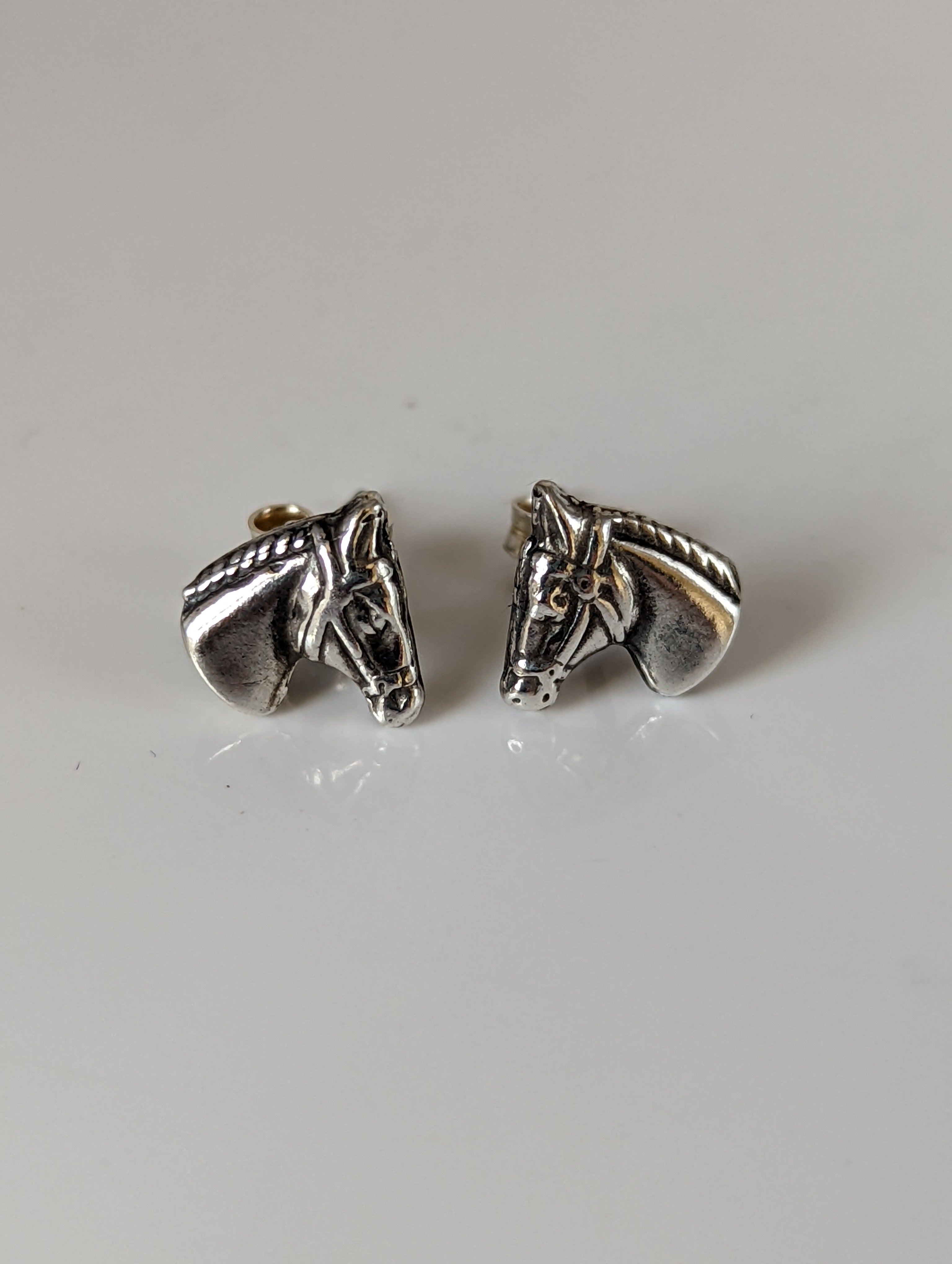 Silver Steed Horse Head Stud Earrings