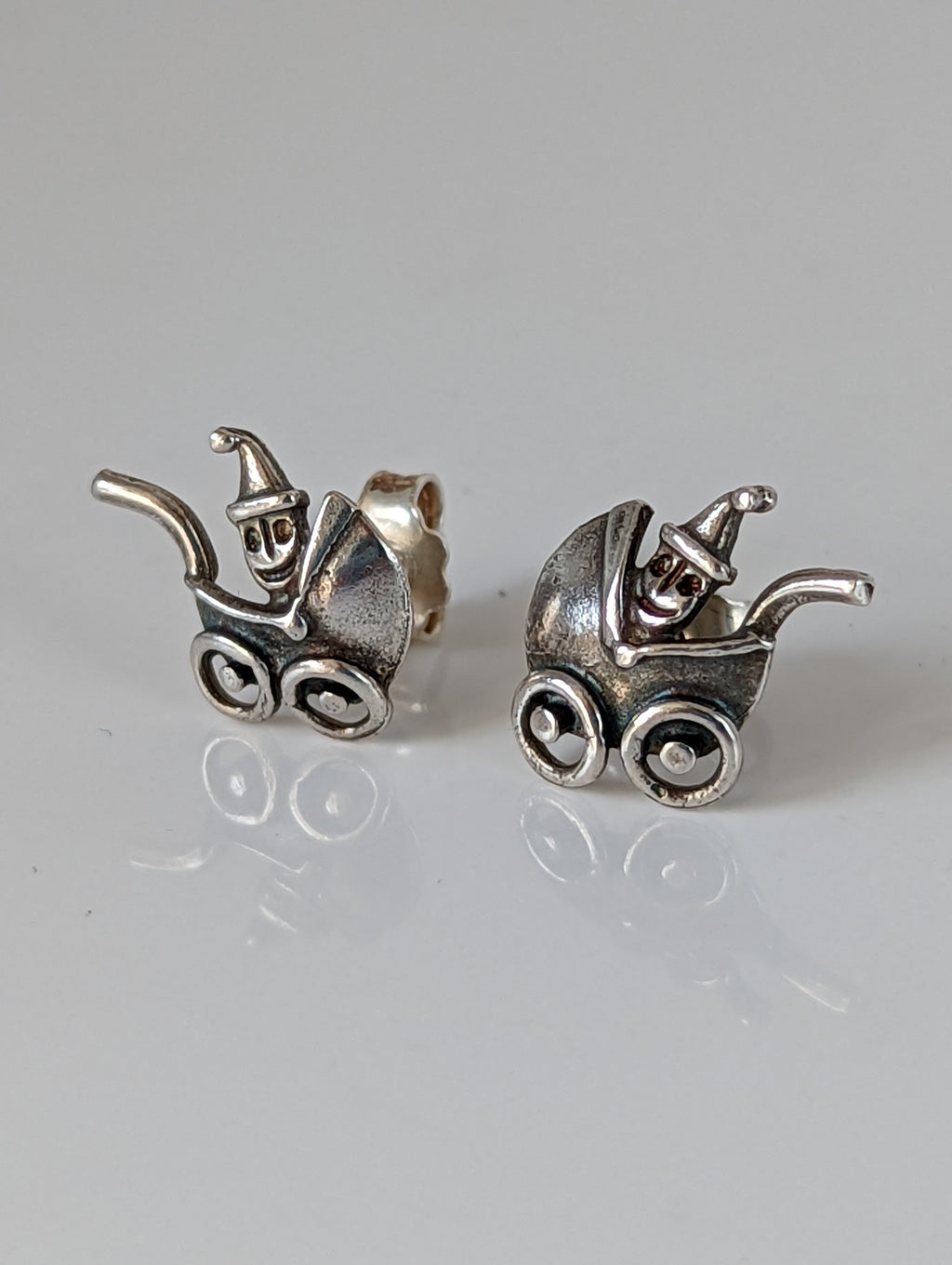 Silver Steed Pram Stud Earrings