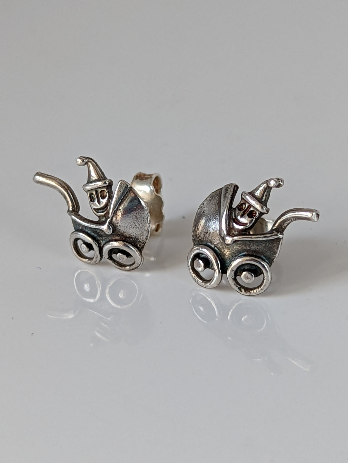 Silver Steed Pram Stud Earrings