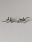 Silver Steed Detailed Lizard Stud Earrings