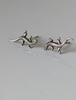 Silver Steed Detailed Lizard Stud Earrings