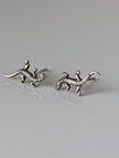 Silver Steed Detailed Lizard Stud Earrings