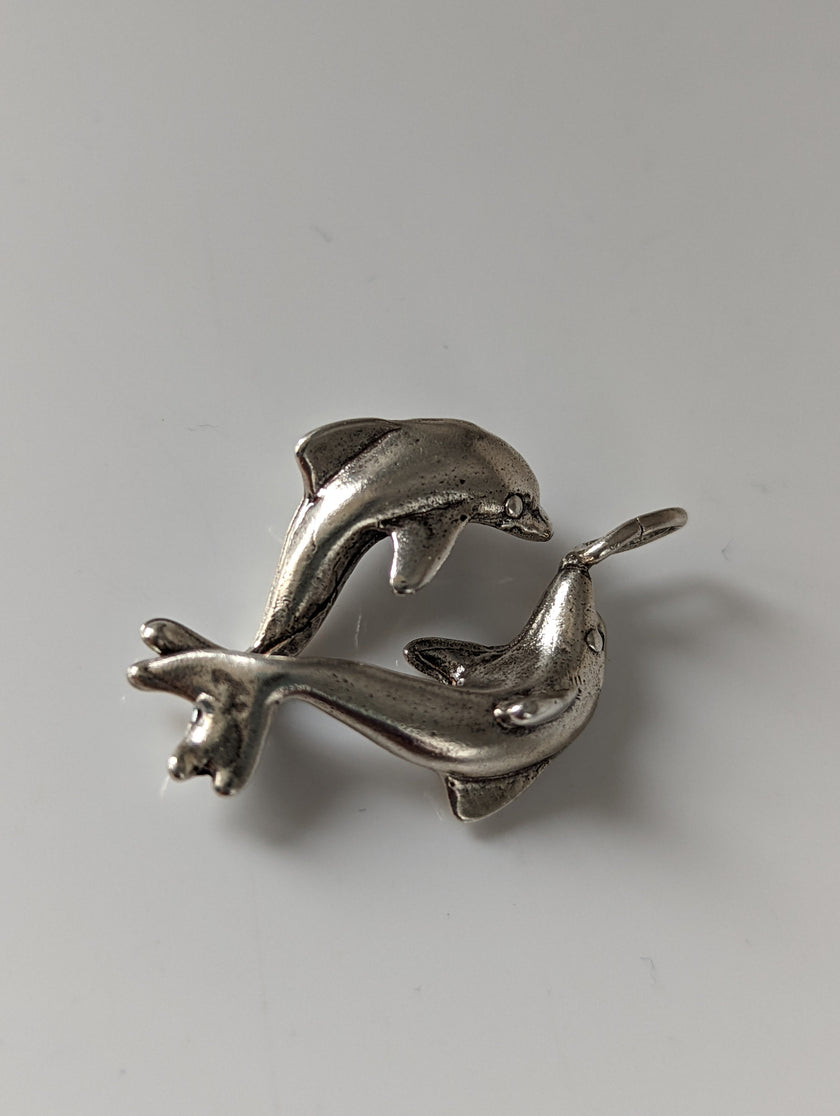 Silver Steed Dancing Dolphins Silver Pendant