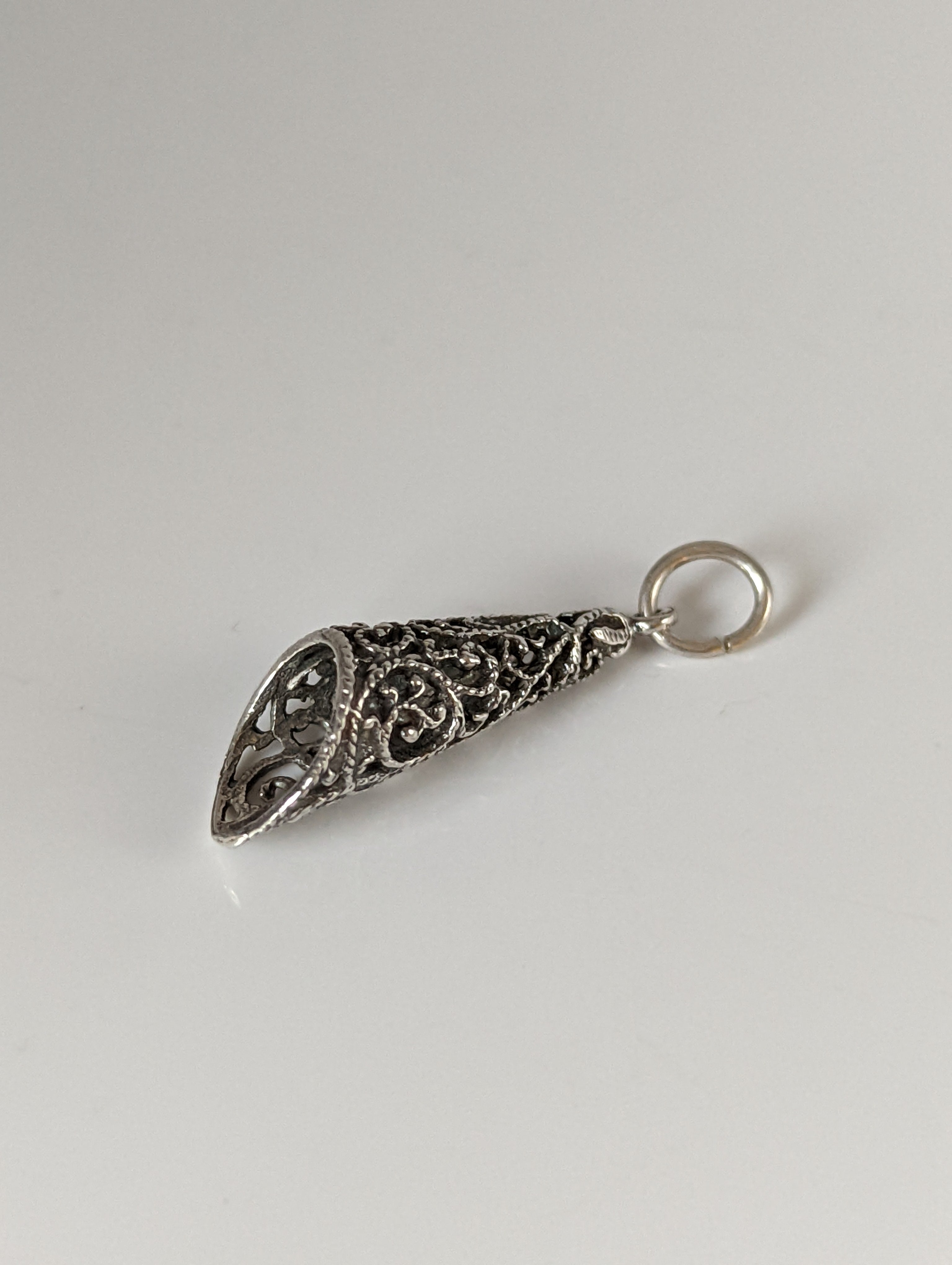 Silver Steed Filigree Cone Silver Pendant