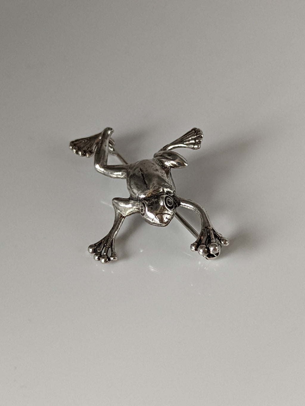 Silver Steed Leaping Frog Silver Brooch