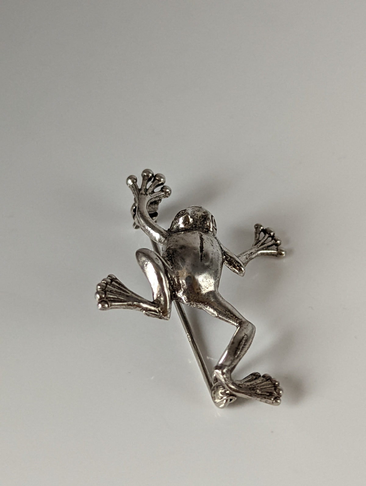 Silver Steed Leaping Frog Silver Brooch