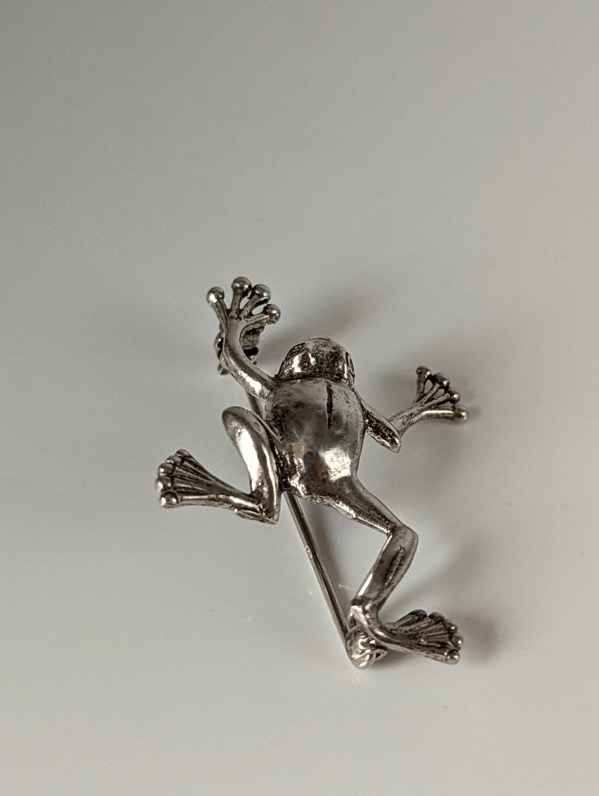 Silver Steed Leaping Frog Silver Brooch