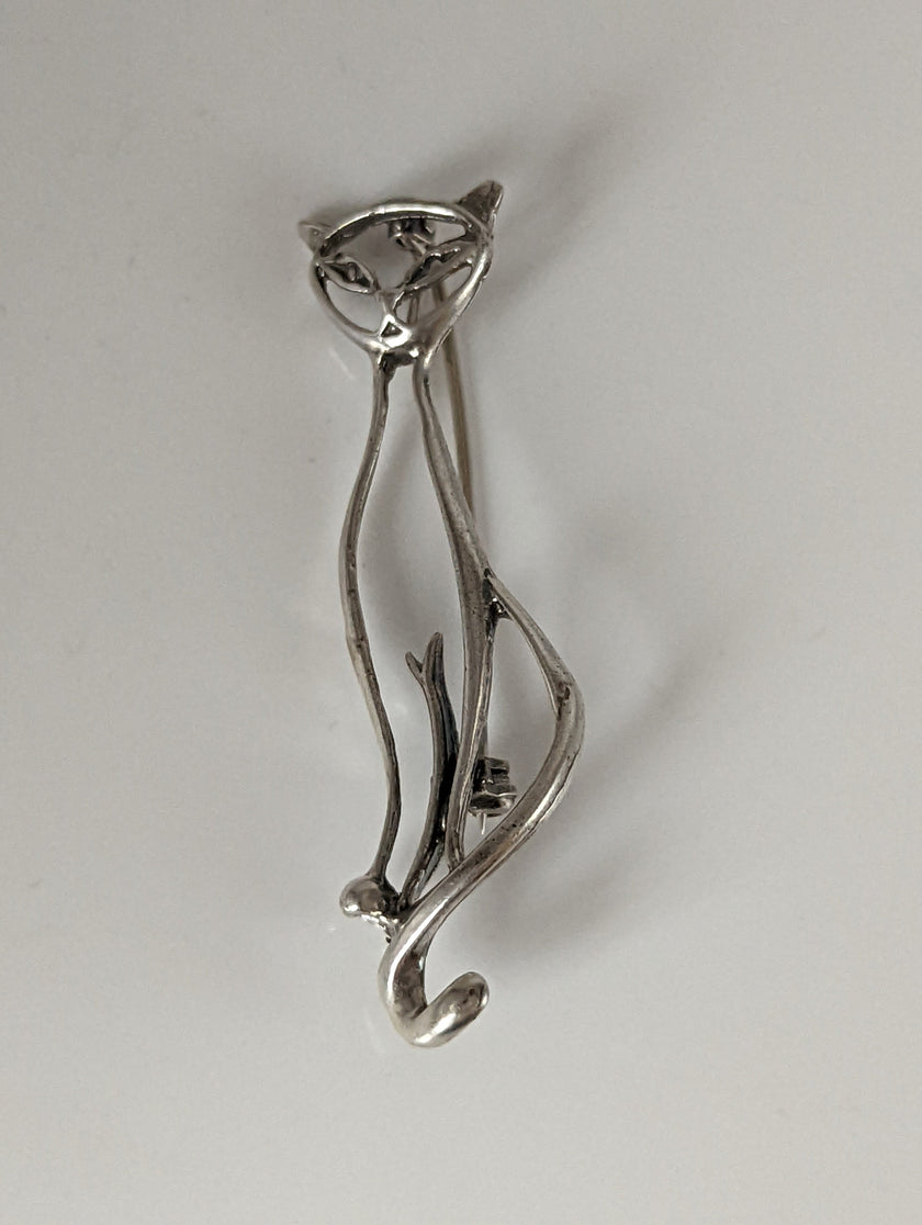 Silver Steed Feline Silver Brooch