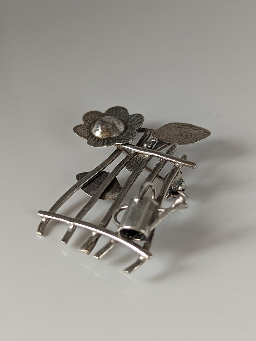 Silver Steed Garden Silver Brooch
