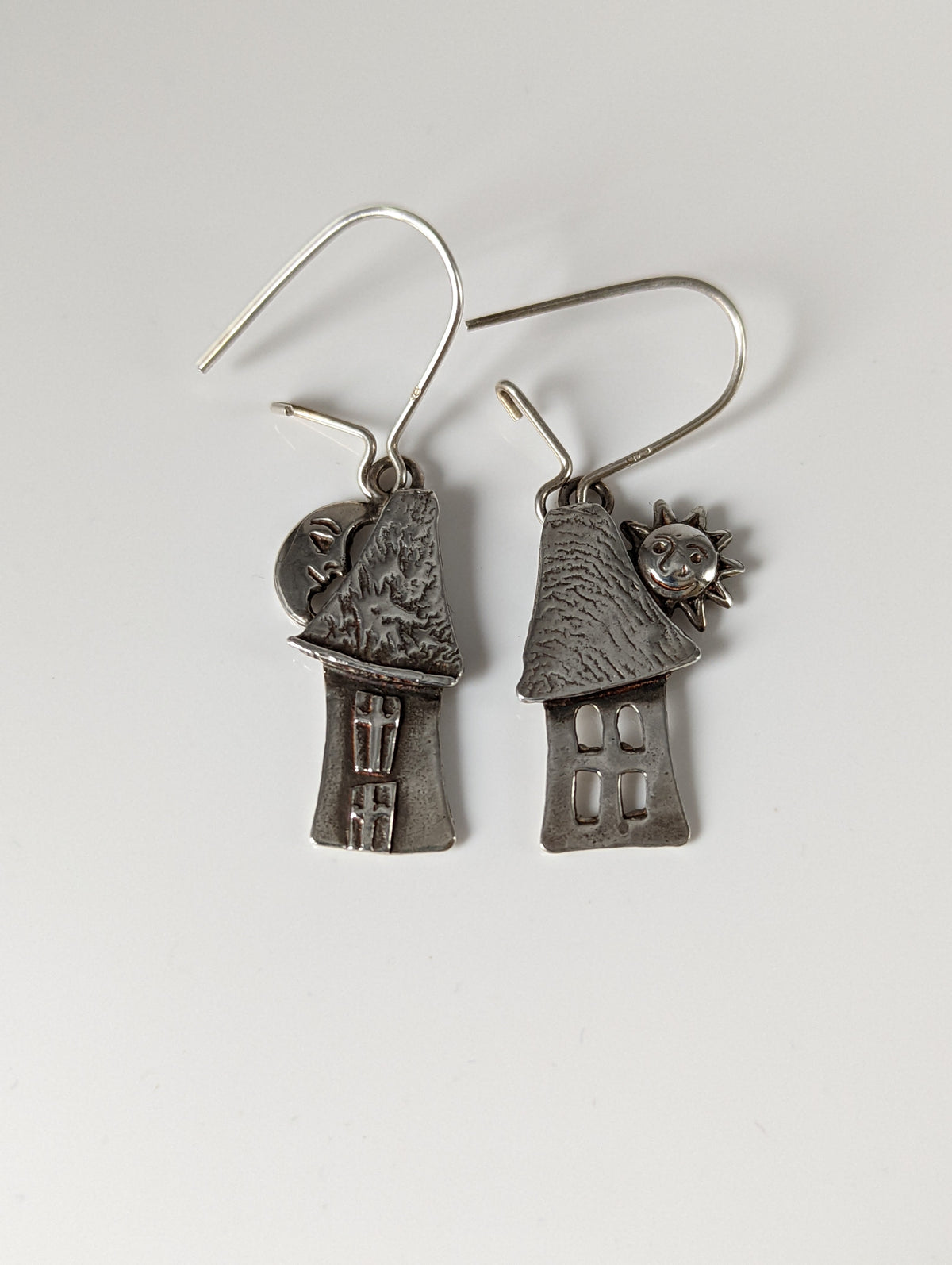 Silver Steed Day & Night House Dropped Earrings
