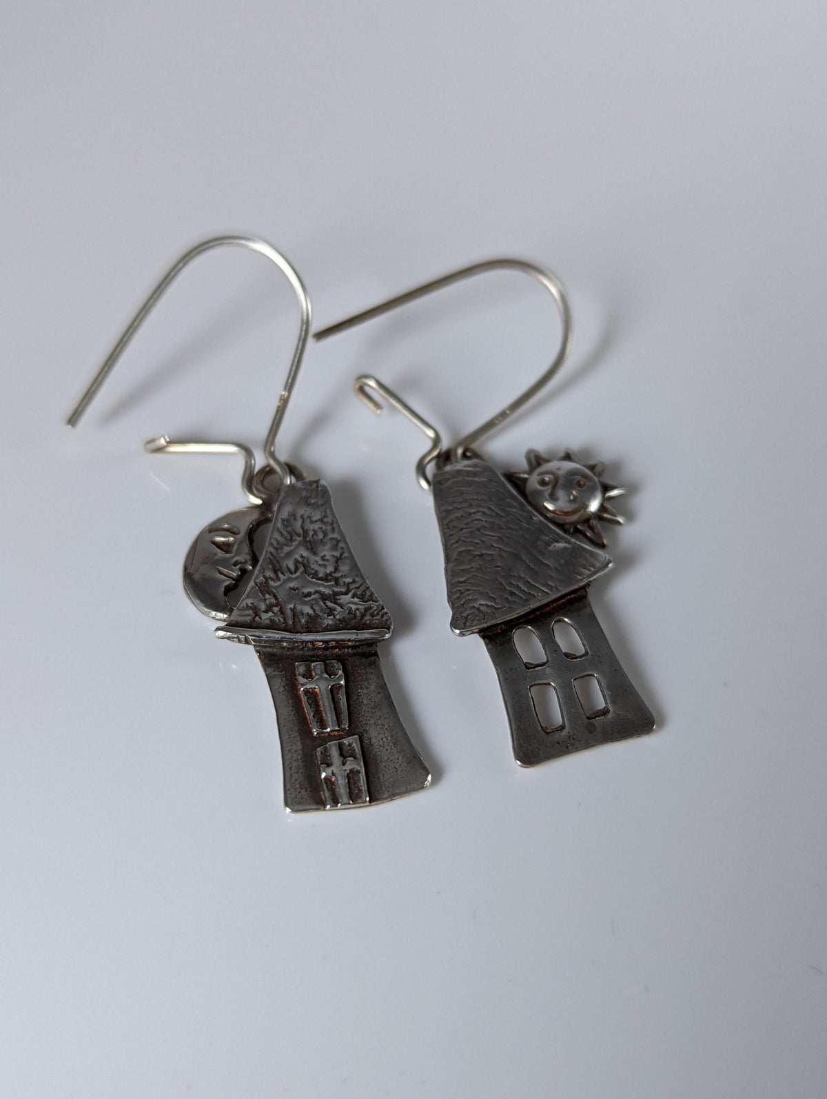 Silver Steed Day & Night House Dropped Earrings