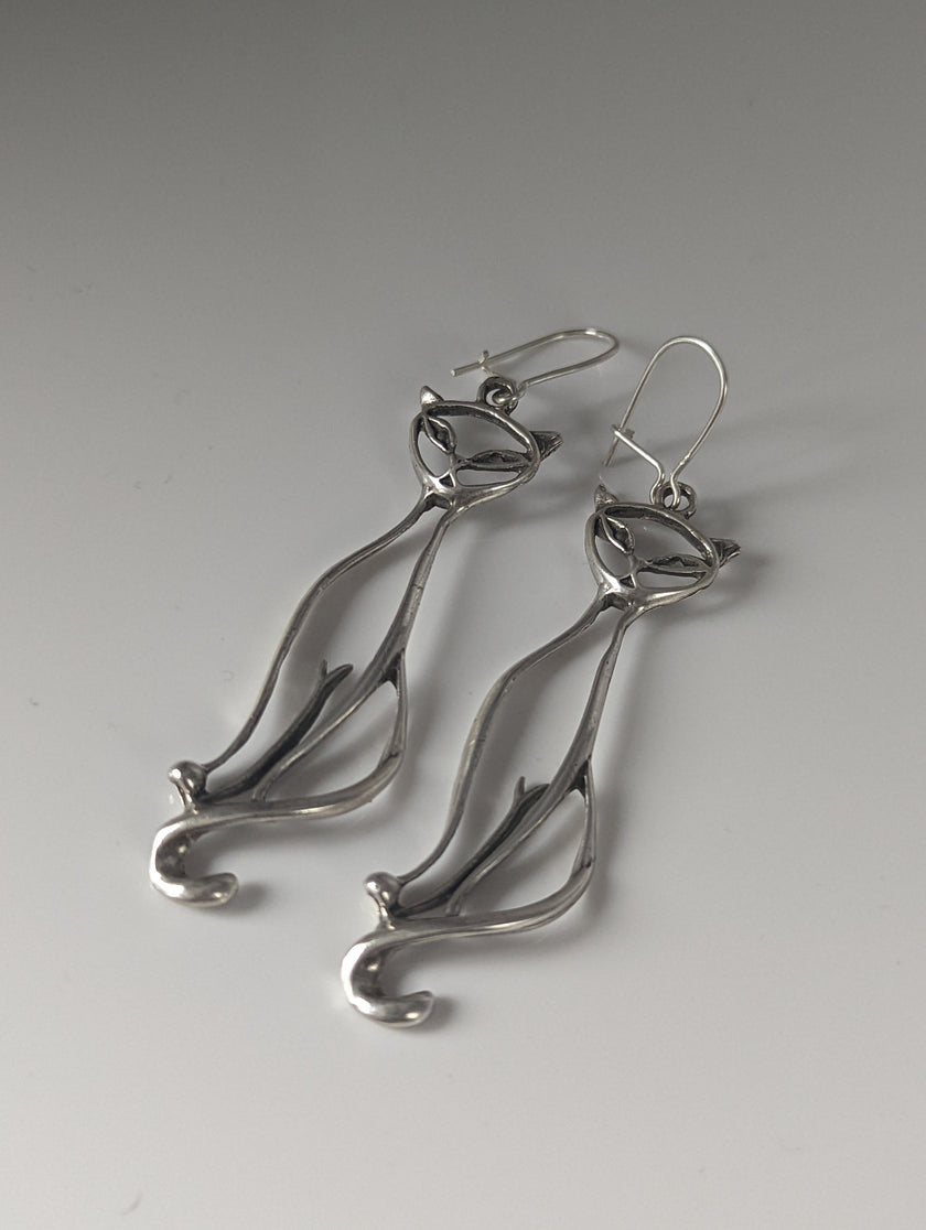 Silver Steed Feline Silver Dropped Earrings