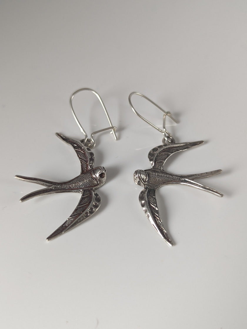 Silver Steed Swallow Silver Dropped Earrings