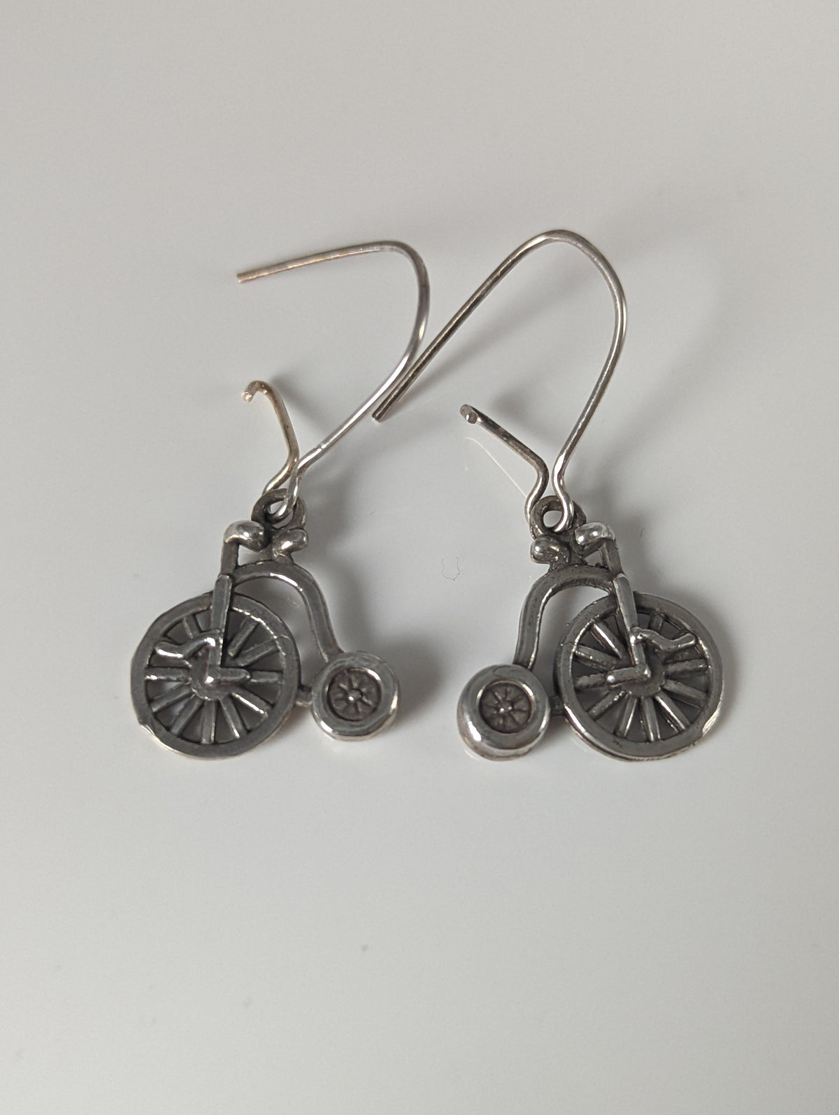 Silver Steed Penny Farthing Bike Dropped Earrings