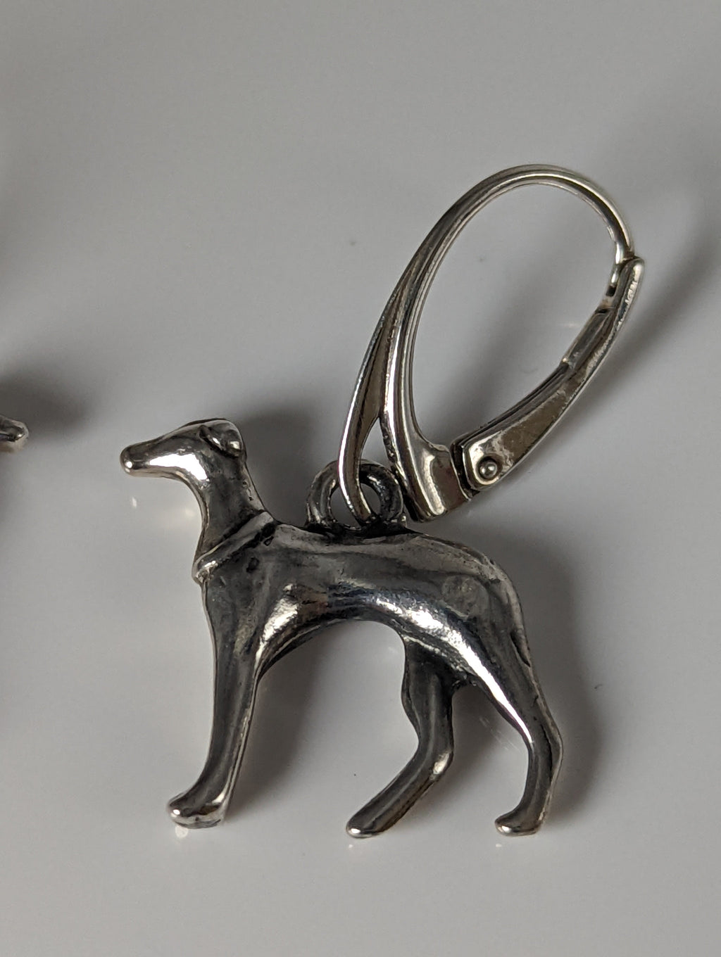 Silver Steed Dropped Greyhound Earrings