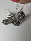 Silver Steed Frogs on Bikes Dropped Earrings