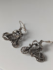 Silver Steed Frogs on Bikes Dropped Earrings