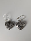 Silver Steed  Filigree Heart Dropped Earrings