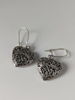 Silver Steed  Filigree Heart Dropped Earrings