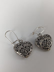 Silver Steed  Filigree Heart Dropped Earrings