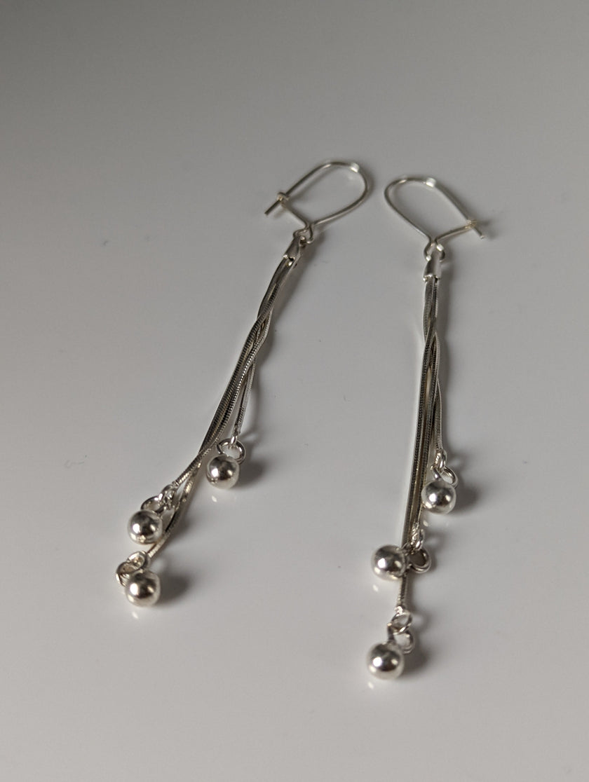 Silver Steed Rope & Ball Dropped Earrings