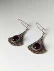 Silver Steed Vintage Filigree Purple Dropped Earrings
