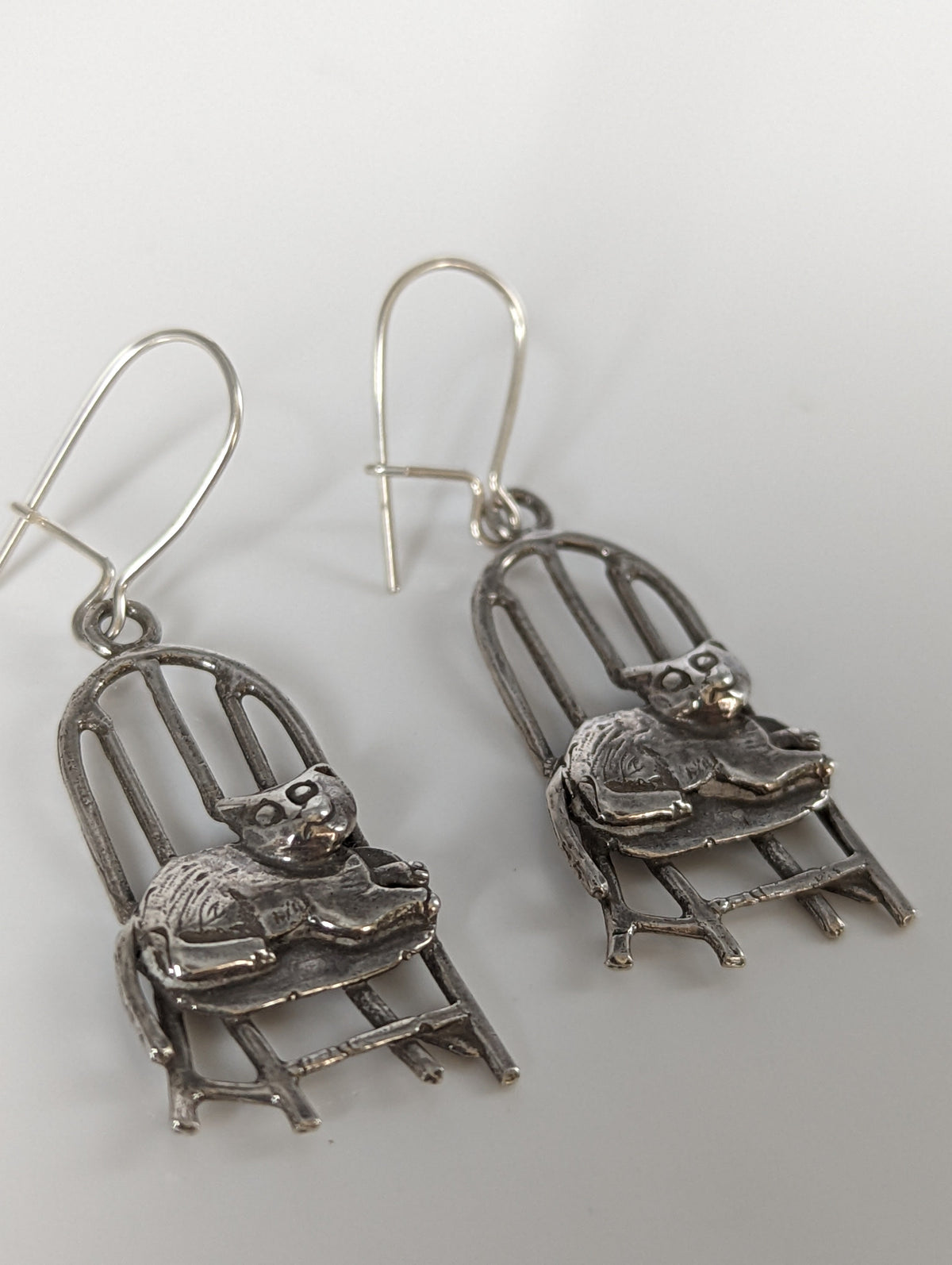 Silver Steed A Cats Chair Dropped Earrings