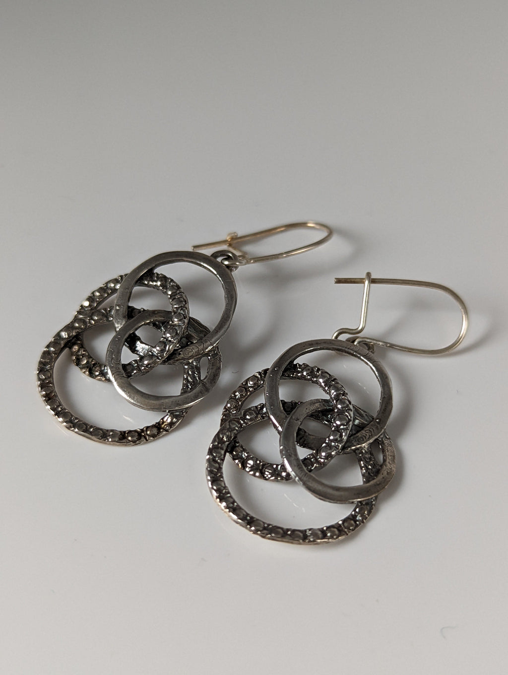 Silver Steed Linked Rings Dropped Earrings