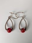 Silver Steed Red Bead Dropped Earrings