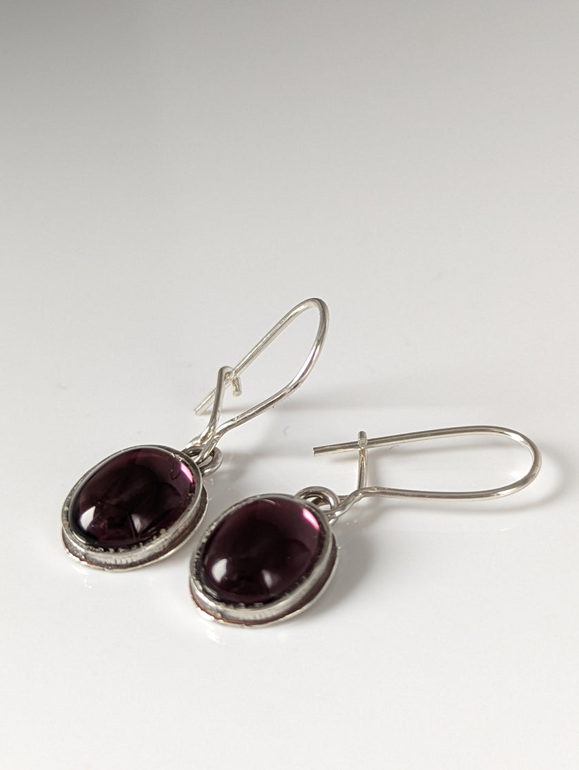 Silver Steed Purple Crystal Dropped Earrings